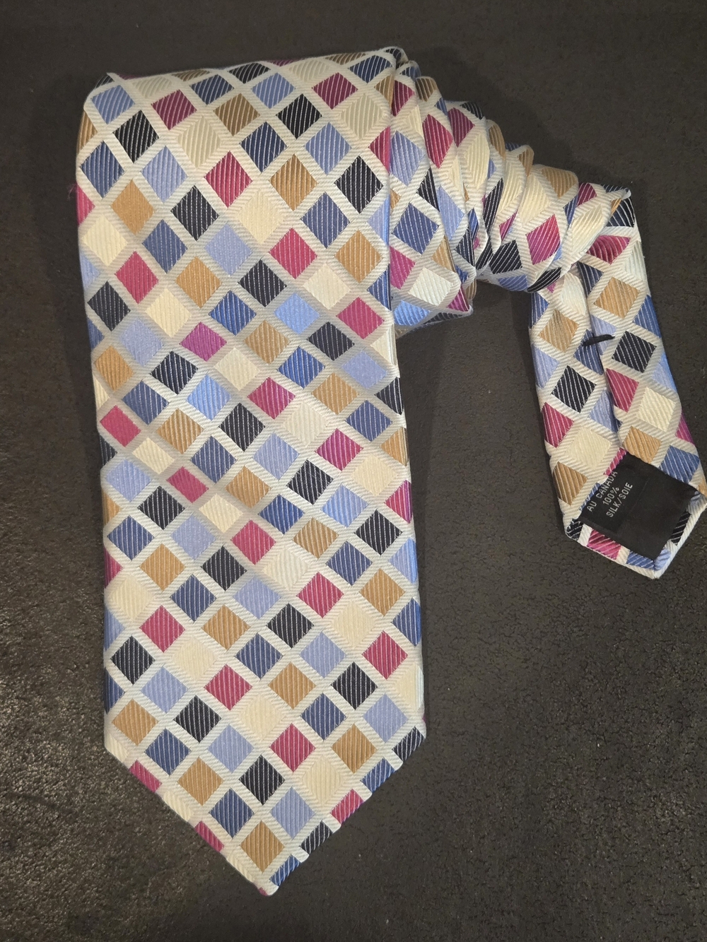 Beautiful Mexx Cream Silk Tie With Geometric Pattern